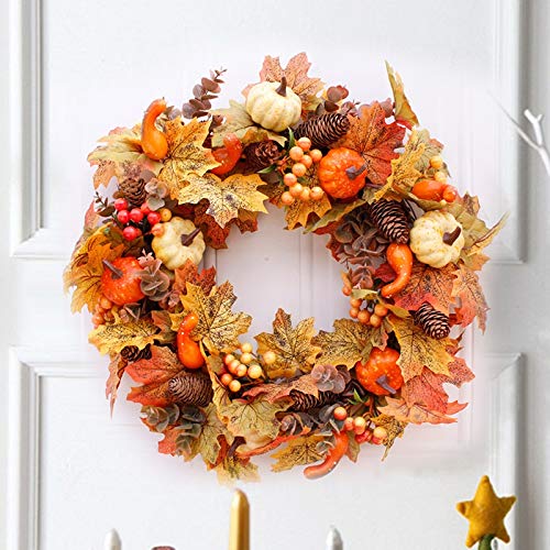 1set Artificial Garland Rattan Wreath Artificial Pumpkin Cloth Leaf Halloween ChristmasKid Gift Wedding Decor Birthday Party (Color : A)