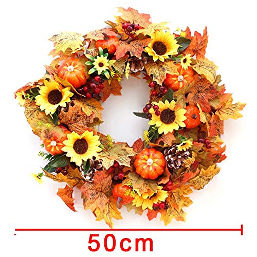 1set Artificial Garland Rattan Wreath Artificial Pumpkin Cloth Leaf Halloween ChristmasKid Gift Wedding Decor Birthday Party (Color : A)