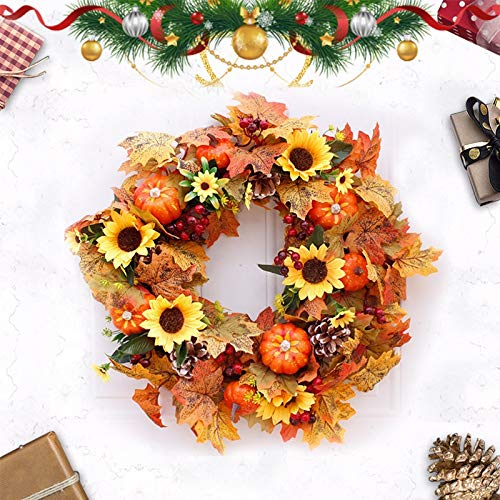 1set Artificial Garland Rattan Wreath Artificial Pumpkin Cloth Leaf Halloween ChristmasKid Gift Wedding Decor Birthday Party (Color : A)