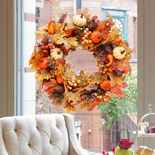 1set Artificial Garland Rattan Wreath Artificial Pumpkin Cloth Leaf Halloween ChristmasKid Gift Wedding Decor Birthday Party (Color : A)