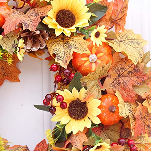 1set Artificial Garland Rattan Wreath Artificial Pumpkin Cloth Leaf Halloween ChristmasKid Gift Wedding Decor Birthday Party (Color : A)