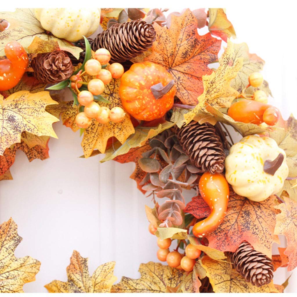 Wreaths LIU- Fall Artificial Pumpkin Maple Leaf Pine Cone Floral Ornaments Halloween Thanksgiving Indoor and Outdoor Decoration