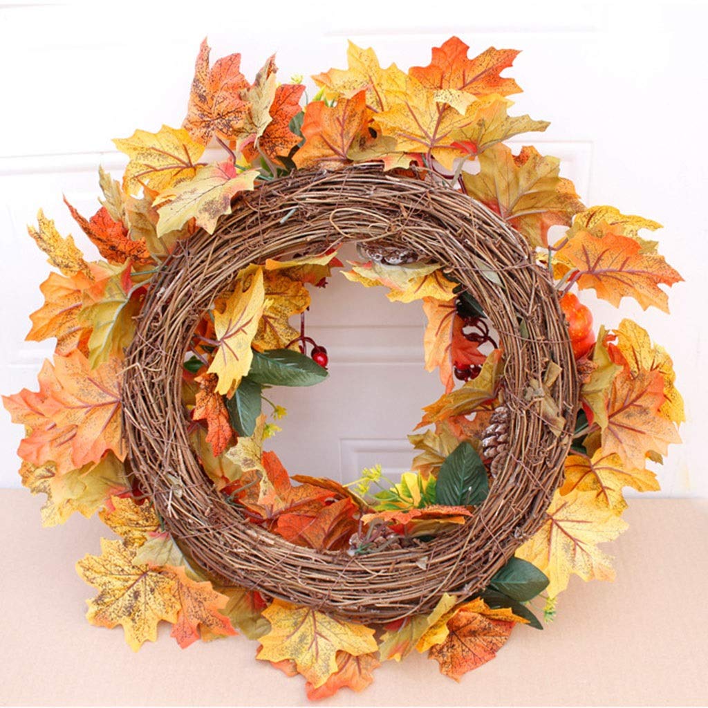 Wreaths LIU- Fall Artificial Pumpkin Maple Leaf Pine Cone Floral Ornaments Halloween Thanksgiving Indoor and Outdoor Decoration