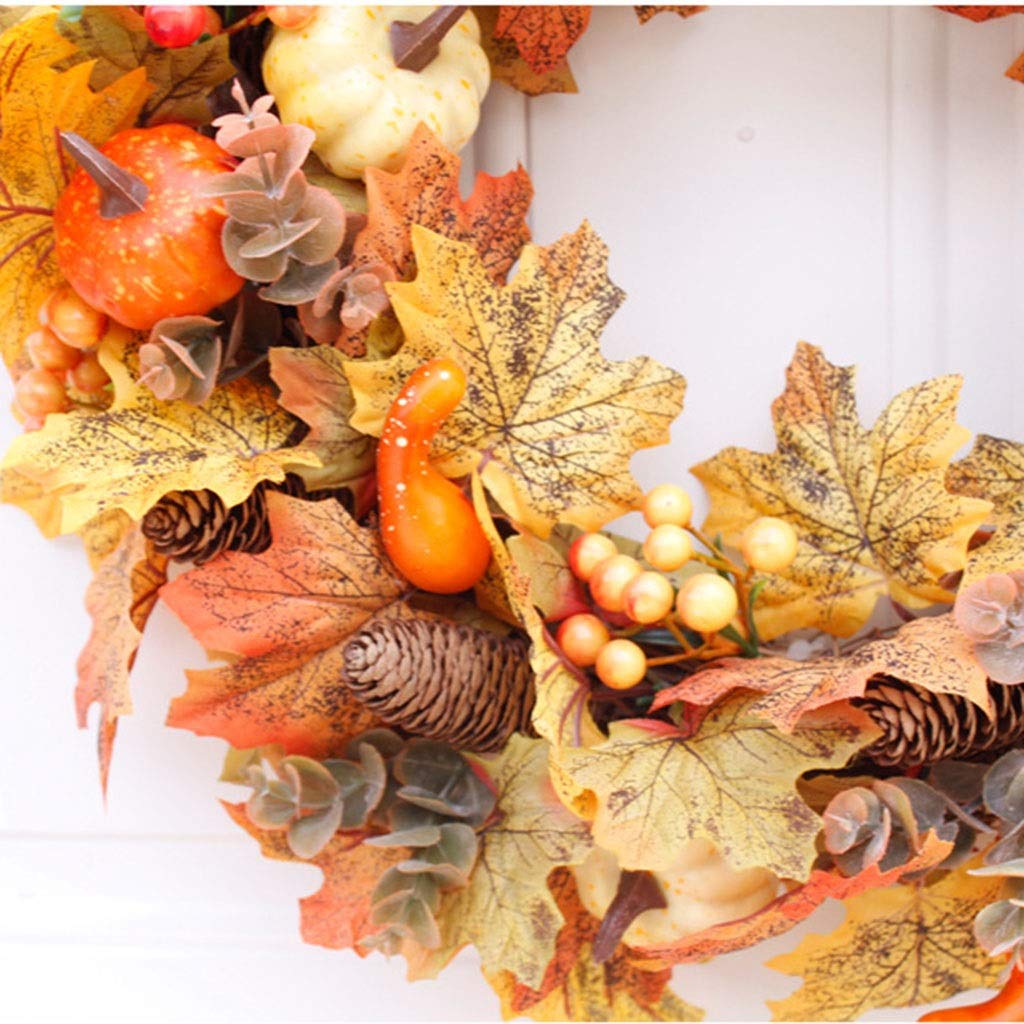 Wreaths LIU- Fall Artificial Pumpkin Maple Leaf Pine Cone Floral Ornaments Halloween Thanksgiving Indoor and Outdoor Decoration