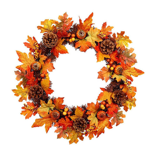 Fall Wreaths for Front Door 20 Inch - Artificial Pumpkin Wreath Durable Lifelike Gorgeous Front Door Fall Decoration Wreath Pendant for Thanksgiving Holidays