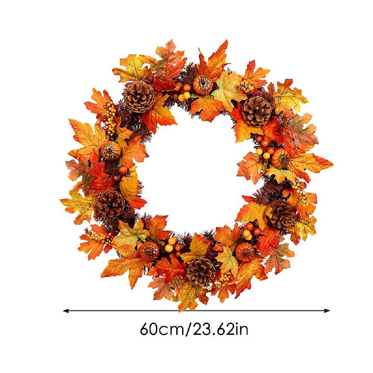 Fall Wreaths for Front Door 20 Inch - Artificial Pumpkin Wreath Durable Lifelike Gorgeous Front Door Fall Decoration Wreath Pendant for Thanksgiving Holidays