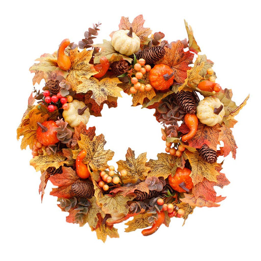 Wreaths LIU- Fall Artificial Pumpkin Maple Leaf Pine Cone Floral Ornaments Halloween Thanksgiving Indoor and Outdoor Decoration