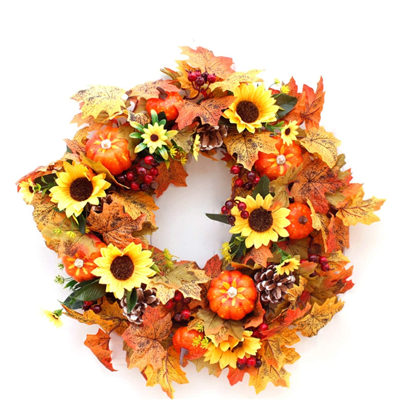 1set Artificial Garland Rattan Wreath Artificial Pumpkin Cloth Leaf Halloween ChristmasKid Gift Wedding Decor Birthday Party (Color : A)