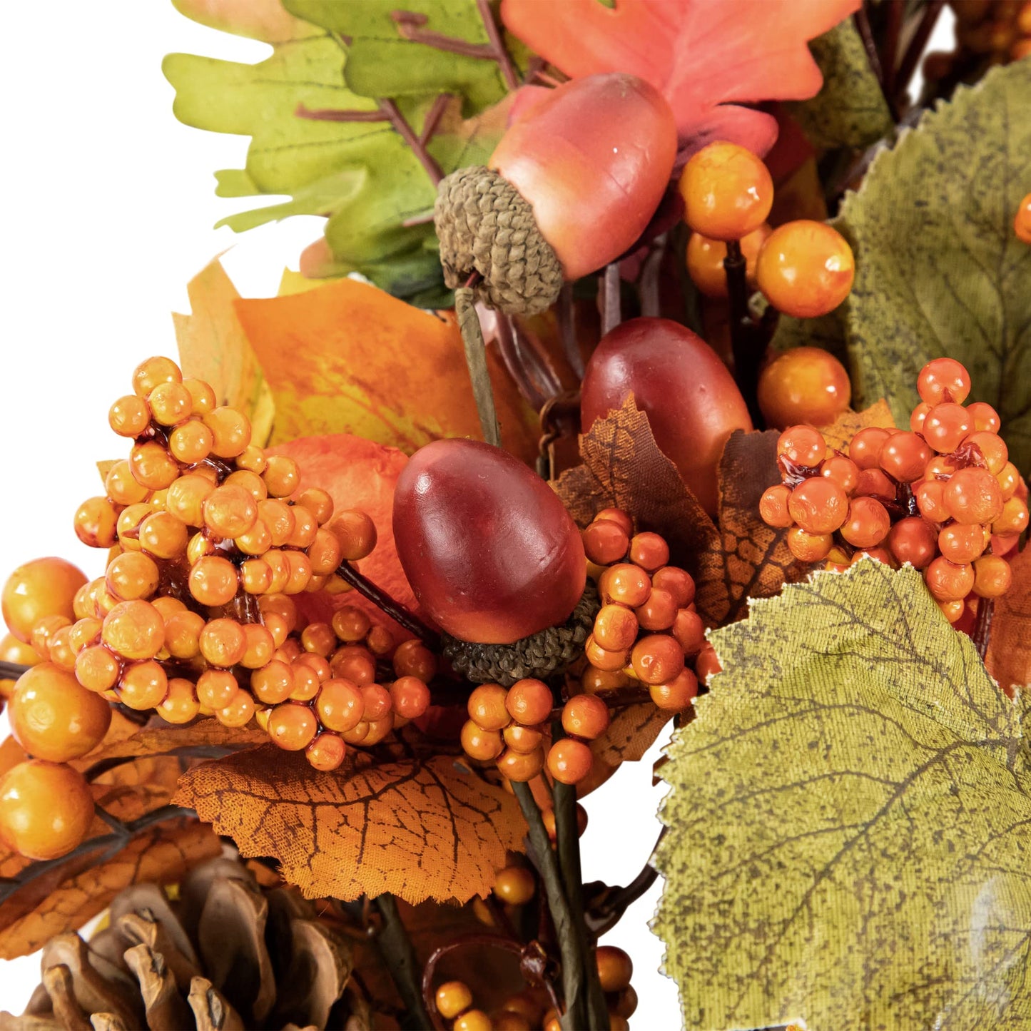 Northlight 20" Autumn Harvest Decorative Artificial Pinecones, Berries and Leaves Cornucopia Wreath - Unlit